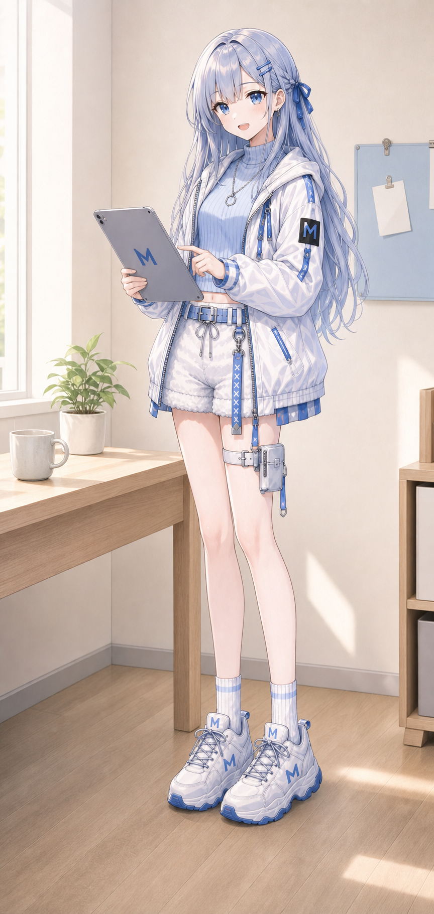 Meluviスタジオでタブレットを確認するシア